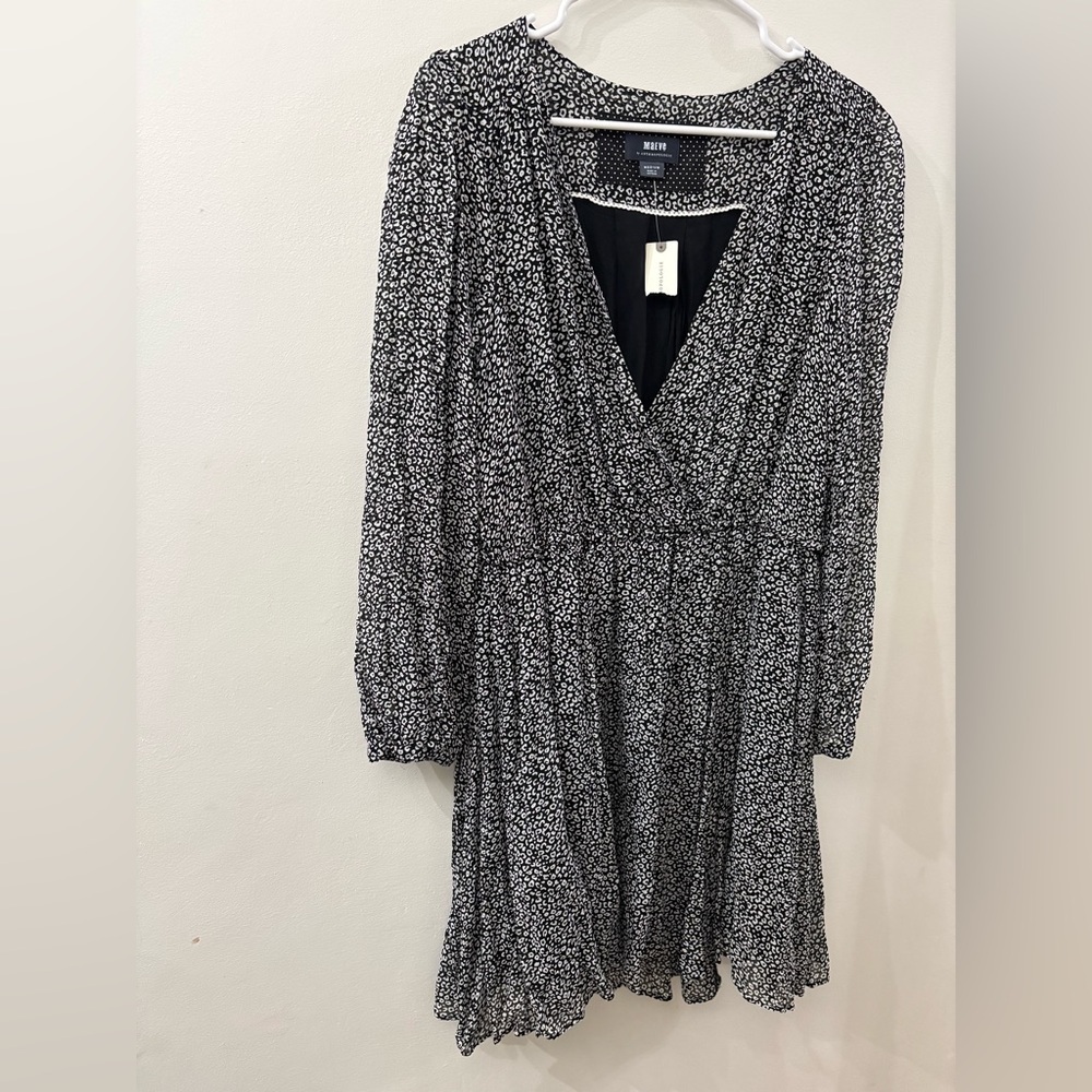 Maeve Anthropologie NWT black / white Long Sleeve Dress - medium - pockets